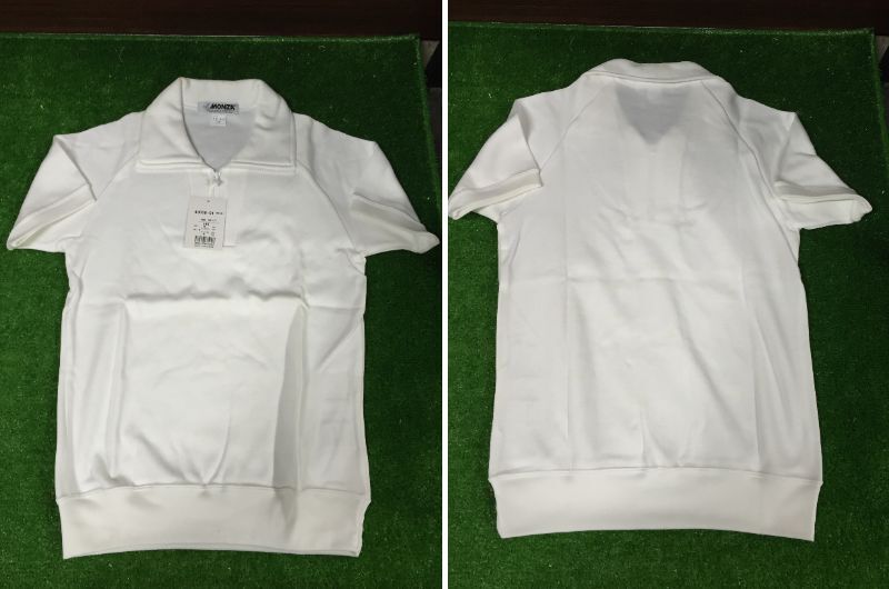 ? ? トレーニングシャツ カネボウ素材使用 體操服 ジップ 襟付き ホワイト 140 長袖 3枚 半袖 1枚 キッズ用品 8-17