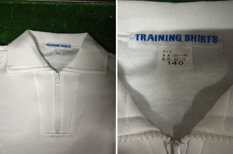 ? ? トレーニングシャツ カネボウ素材使用 體操服 ジップ 襟付き ホワイト 140 長袖 3枚 半袖 1枚 キッズ用品 8-17
