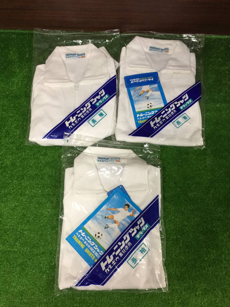 ? ⑤ トレーニングシャツ カネボウ素材使用 體操服 ジップ 襟付き ホワイト 120 長袖 3枚セット キッズ用品 8-8