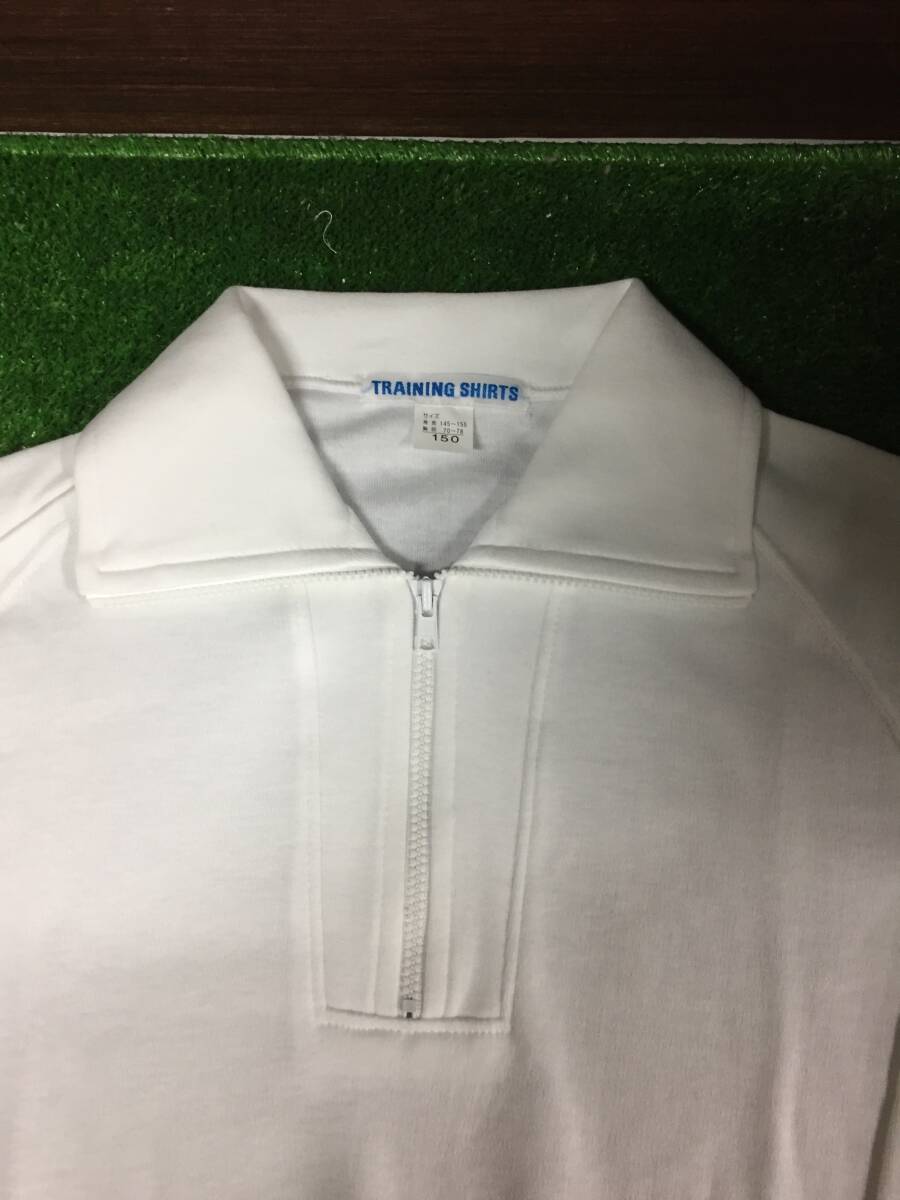 ? ? トレーニングシャツ カネボウ素材使用 體操服 ジップ 襟付き ホワイト 150 長袖 3枚セット キッズ用品 8-18