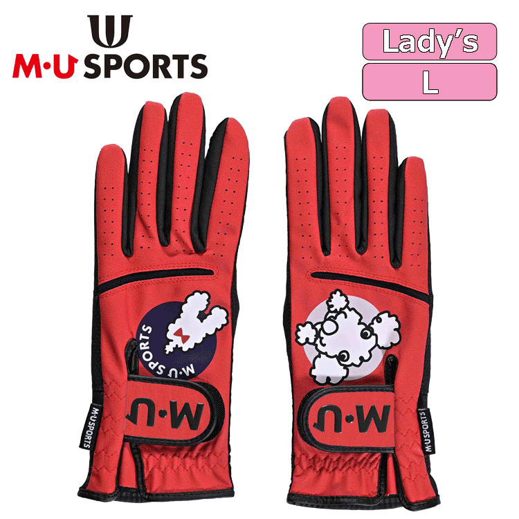 【レディース】M?U SPORTS トンネルモチーフ 両手グローブ 703J6800【MUスポーツ】【レッド】【Lサイズ】【GolfGlove】