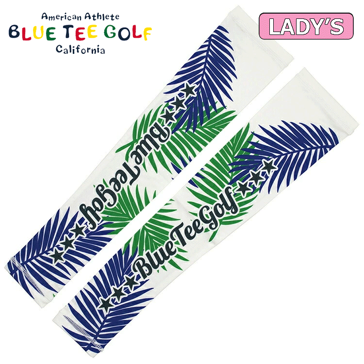 BLUE TEE GOLF パームプリント柄 アームカバー BTG-AC020【ブルーティーゴルフ】【日焼け防止】【W(wǎng)hite/Green】【GolfWear