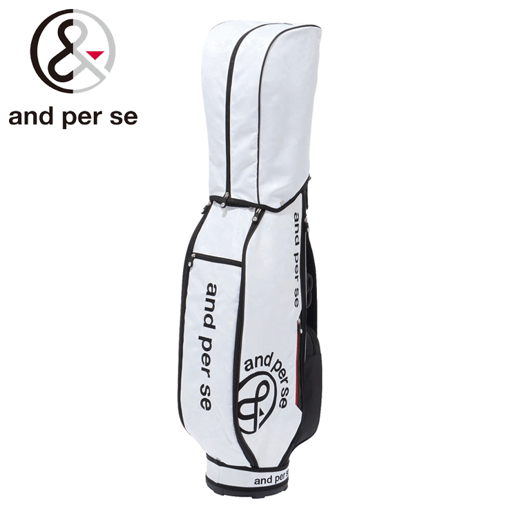 and per se ジャガード キャディバッグ 9型 AUF7003【アンパスィ】【ゴルフ】【カート】【W(wǎng)hite】【CaddyBag】