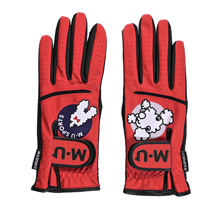 【レディース】M?U SPORTS トンネルモチーフ 両手グローブ 703J6800【MUスポーツ】【レッド】【Mサイズ】【GolfGlove】