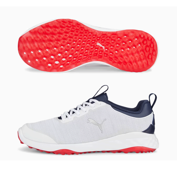 PUMA FUISON PRO 377041 【プーマ】【スパイクレス】【サイズ：26.5cm】【カラー：06 White/Navy/Red】【GolfShoes】