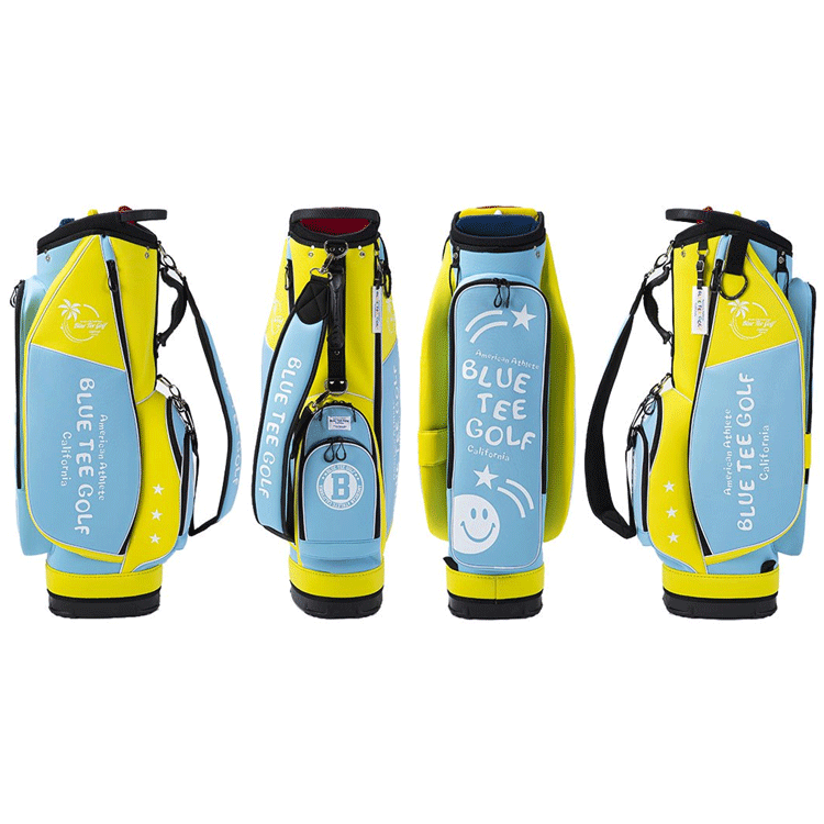 BLUE TEE GOLF ストレッチ 2トーン キャディバッグ 9型 BTG-CB017 【ブルーティーゴルフ】【サックス/イエロー】【CaddyBag】