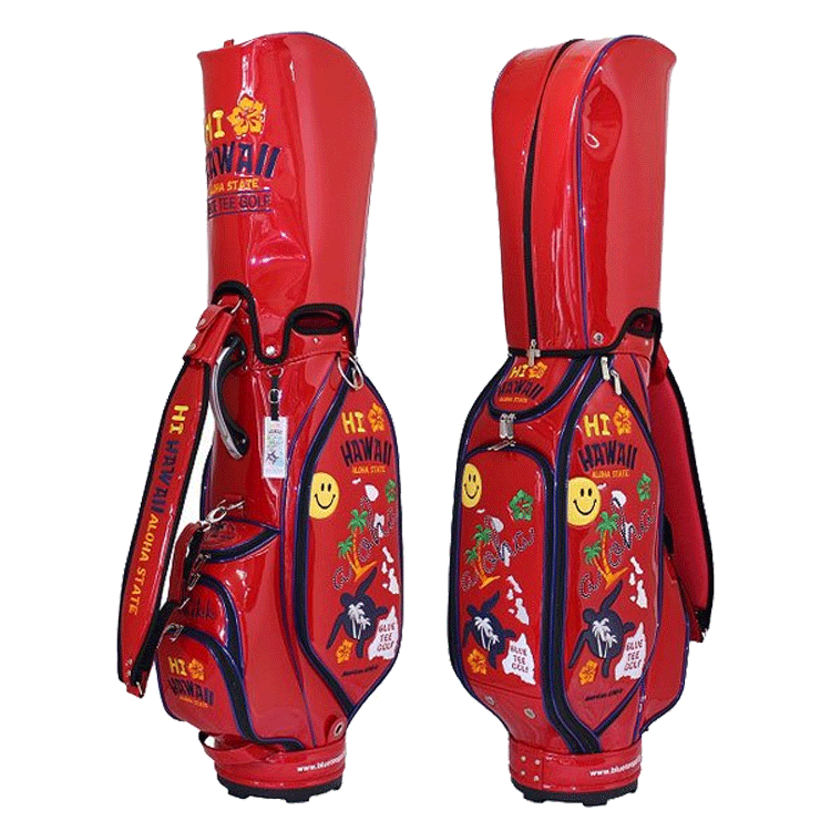 BLUE TEE GOLF HI HAWAII エナメル キャディバッグ 9型 BTG-CB020 【ブルーティーゴルフ】【レッド】【CaddyBag】