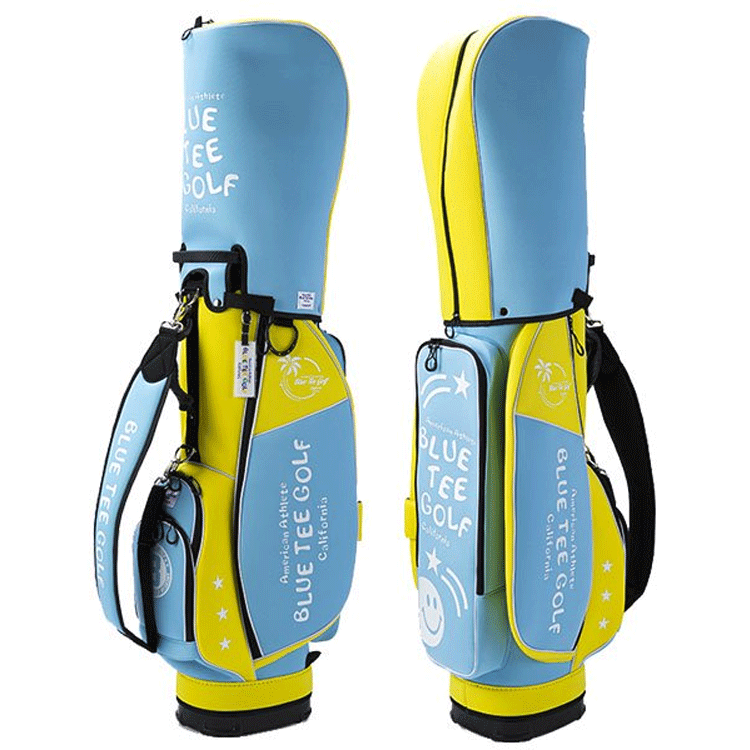 BLUE TEE GOLF ストレッチ 2トーン キャディバッグ 9型 BTG-CB017 【ブルーティーゴルフ】【サックス/イエロー】【CaddyBag】