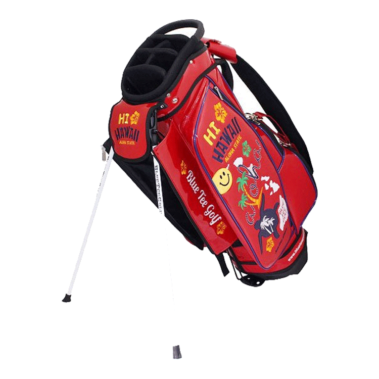 BLUE TEE GOLF HI HAWAII エナメル スタンド式 キャディバッグ 9型 BTG-CB021 【ブルーティーゴルフ】【レッド】【CaddyBag】