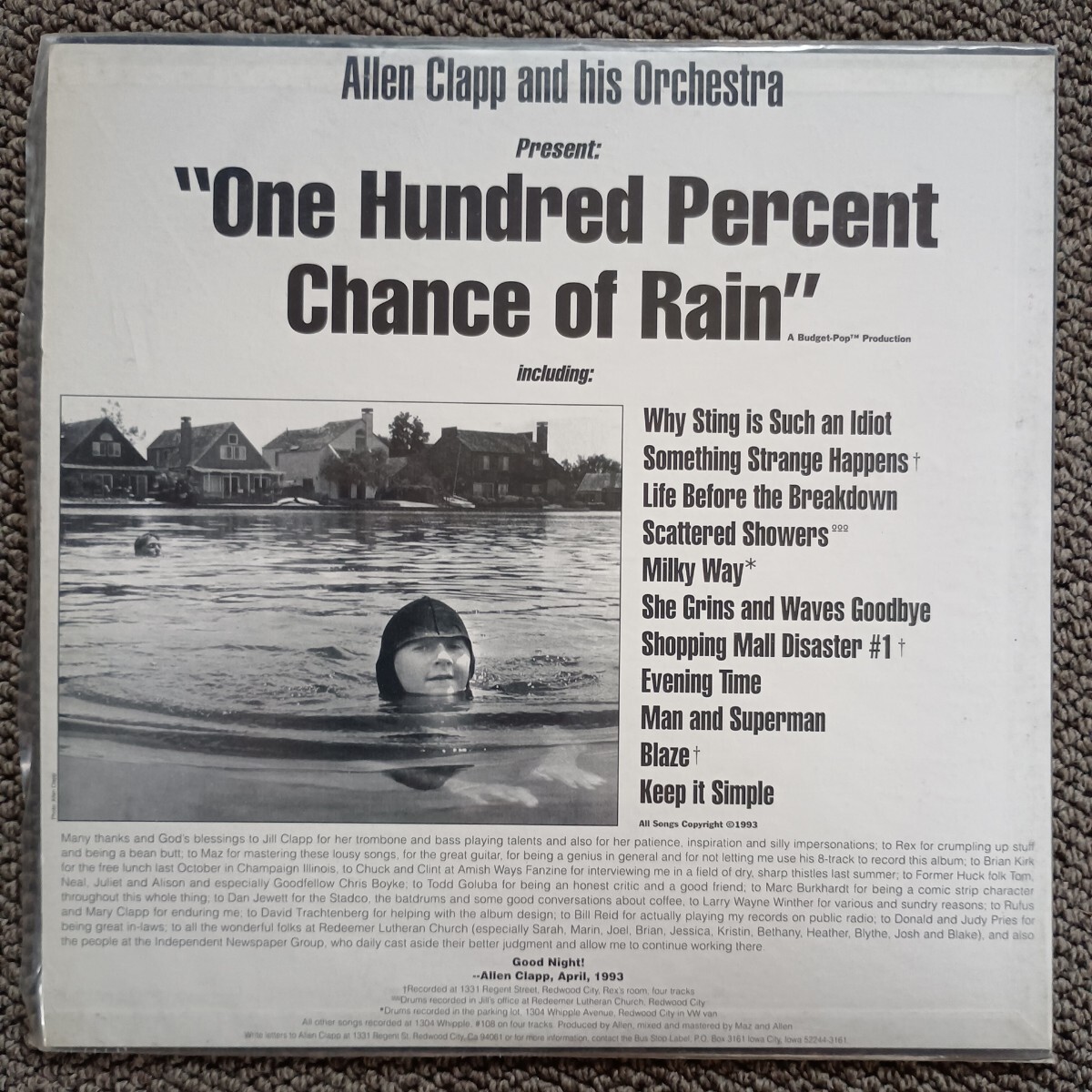 中古品 アナログLPレコード『ONE HUNDRED PERCENT CHANCE OF RAIN/ALLEN CLAPP AND HIS ORCHESTRA』送料660円_画像2
