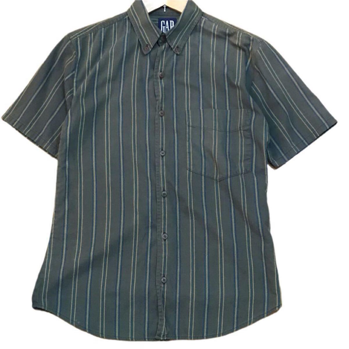 希少 90s Vintage OLD GAP S/S Stripe Shirt オールド ギャップ 半袖 ストライプ シャツ ヴィンテージ コットン メンズ