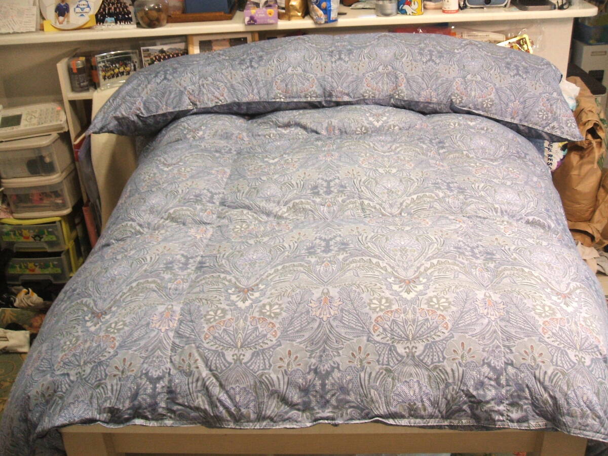 新品＊専門(mén)店仕様＊五ッ星＊ロイヤル＊フランス産ビッグダウン９３％１，３キロに増量＊二層式生地＊高級(jí)羽毛布団（シングル＊ブルー）