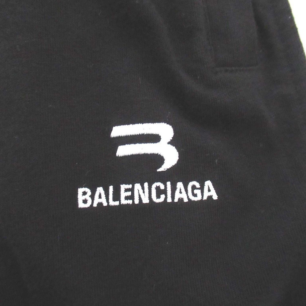 美品 BALENCIAGA バレンシアガ SMALL FIT サイドライン イージーウエスト ワイド トラックパンツ 676237 TLVA2 サイズXXS ブラック