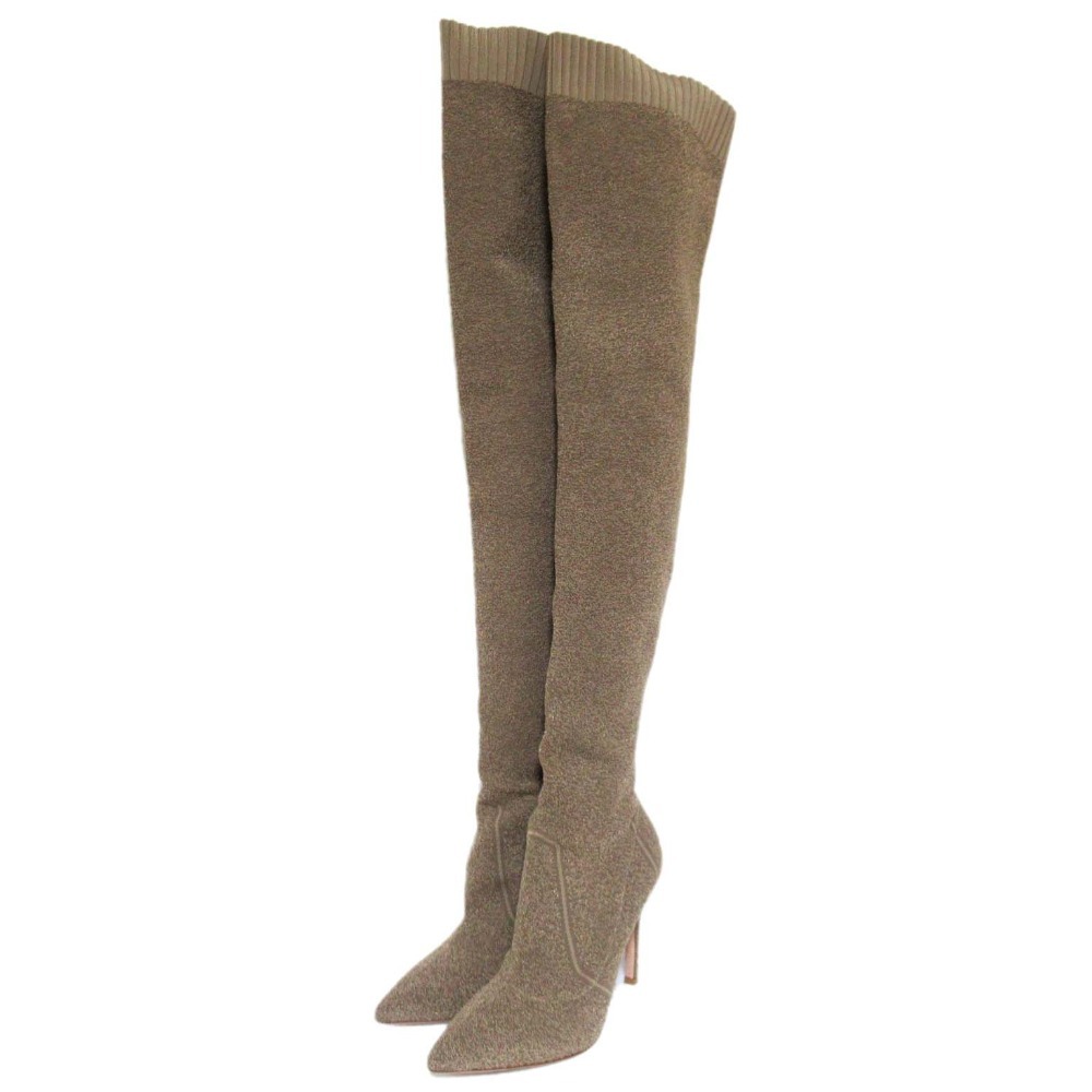 GIANVITO ROSSI*レザーブーツ ロングニット ポインテッドトゥ 未使用 Gianvito Rossi ジャンヴィトロッシ ポインテッドトゥ