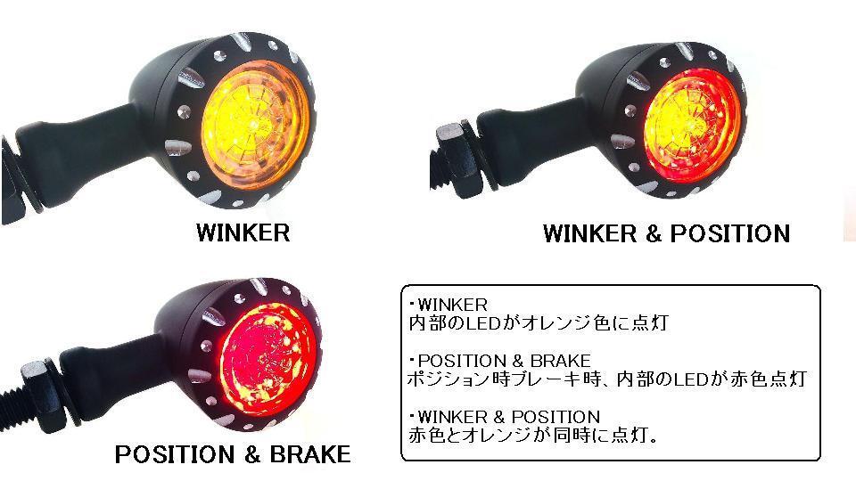 送料無(wú)料【ALL-IN-RAIN】バイク用 ビレット テール機(jī)能付き ウインカー SL087-BK (ウインカー、ポジション、ブレーキランプ內(nèi)蔵）ハーレー