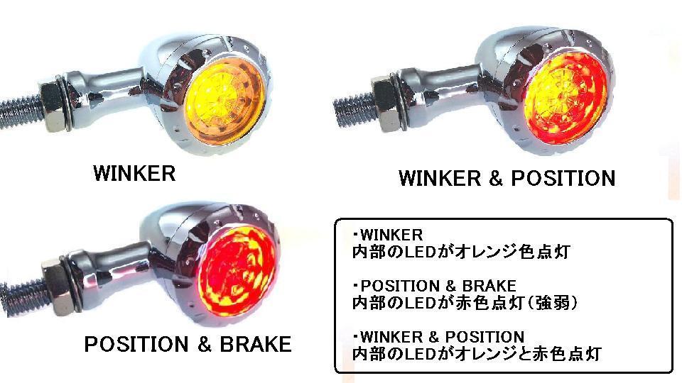 送料無料【ALL-IN-RAIN】バイク用ビレットウインカーテール メッキ SL087-CR (ウインカー、ポジション、ブレーキランプ內(nèi)蔵）ハーレー