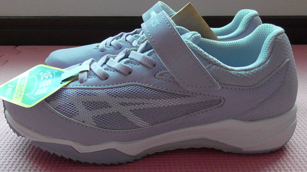 新品 21.5cm アシックス レーザービーム スニーカー 紫 女の子 幅広 キッズシューズ asics LAZERBEAM 子供 小学生 運動靴 21cm～ 送料無料