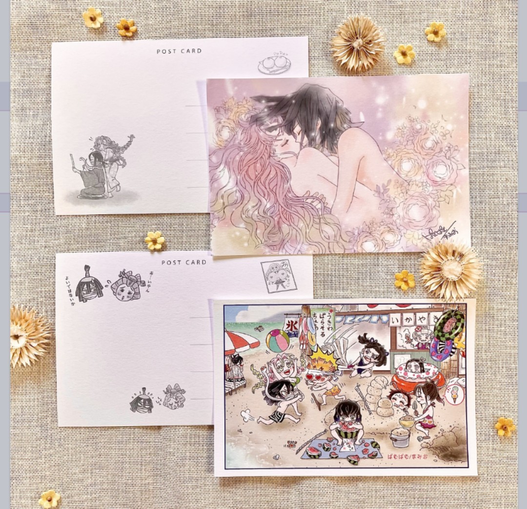 ノベルティ ポスカ4種付◆鬼滅の刃　同人志　伊黒小芭內(nèi)×甘露寺蜜璃　おばみつ　フルカラー??