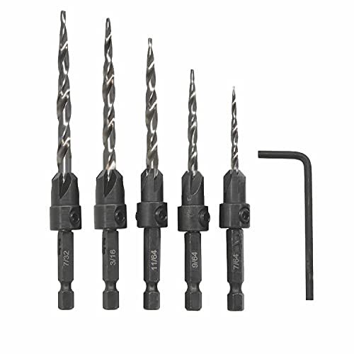HSSドリルビット 皿取り錐ドリルセット 穴あけ 六角軸 面取りカッター 皿穴ドリルビット diy 木工ドリルビット 工具 5本セ_画像1