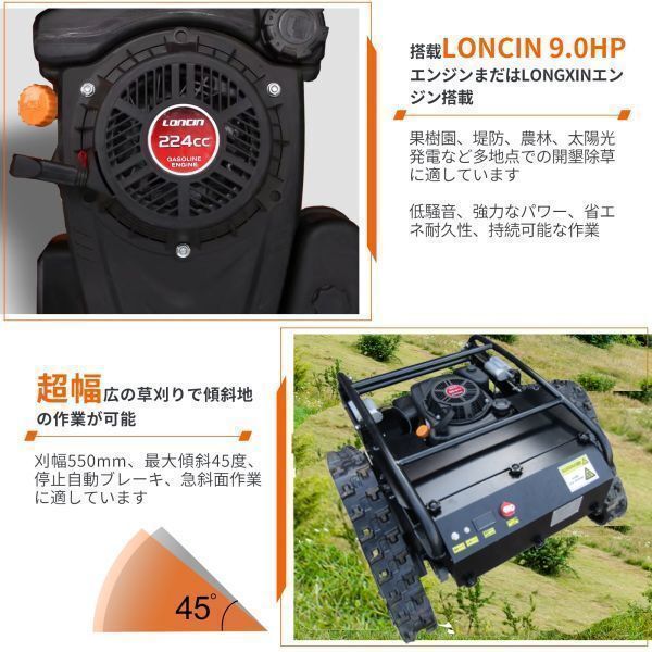 新仕様LM650 ブラシレスモーター/セル付き 9馬力 ラジコン草刈機(jī) LONCINエンジン 刈幅550ｍｍ　 草刈り機(jī)02