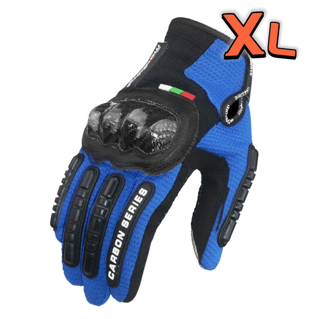 【新品青XL】バイクグローブ手袋 ナックルガード 衝撃吸収・滑り止めメッシュ　スマホ対応 サイクリング 硬質プロテクション 通気性優れ