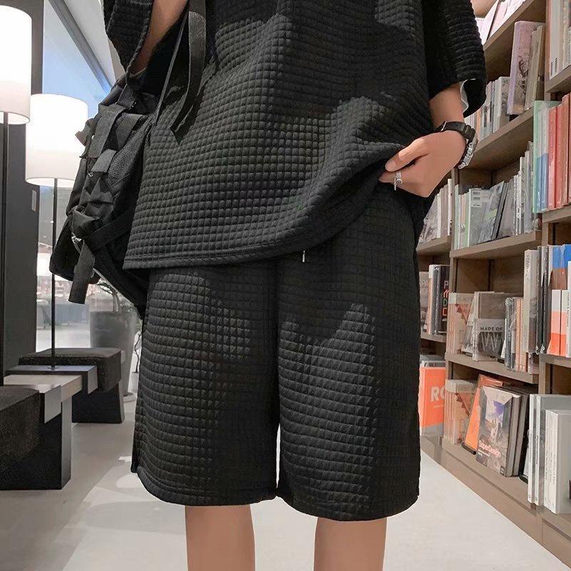 夏 涼しい 半袖 Tシャツ ショートパンツ パジャマ トップス セットアップ メンズ 上下セット ブラック M