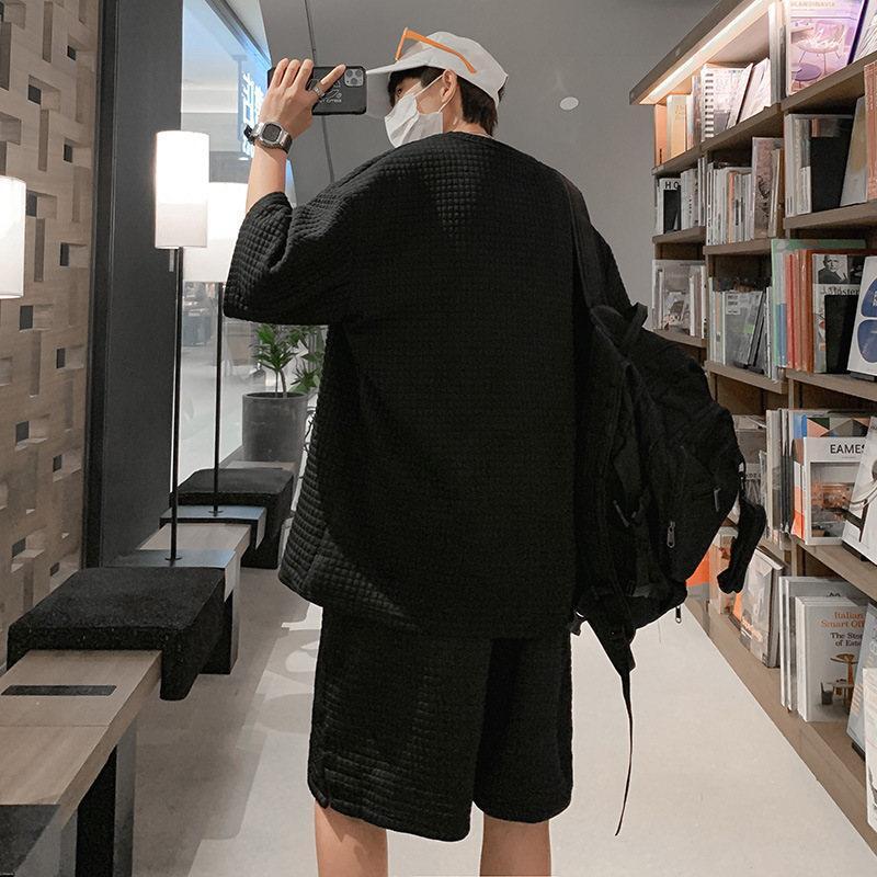 夏 涼しい 半袖 Tシャツ ショートパンツ パジャマ トップス セットアップ メンズ 上下セット ブラック M