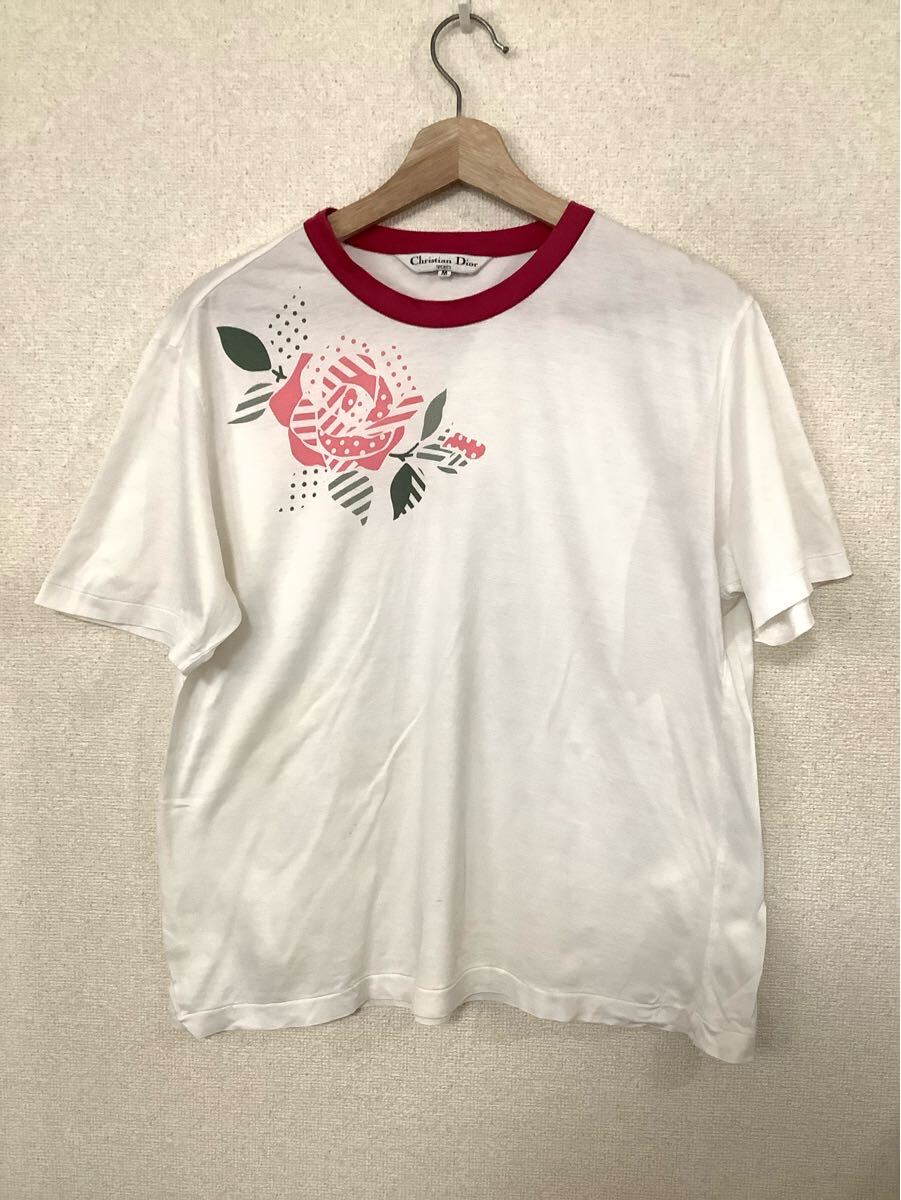 christian dior sports クリスチャンディオールスポーツ　リンガー半袖Tシャツ　ホワイト　ハイブランド　古著　M