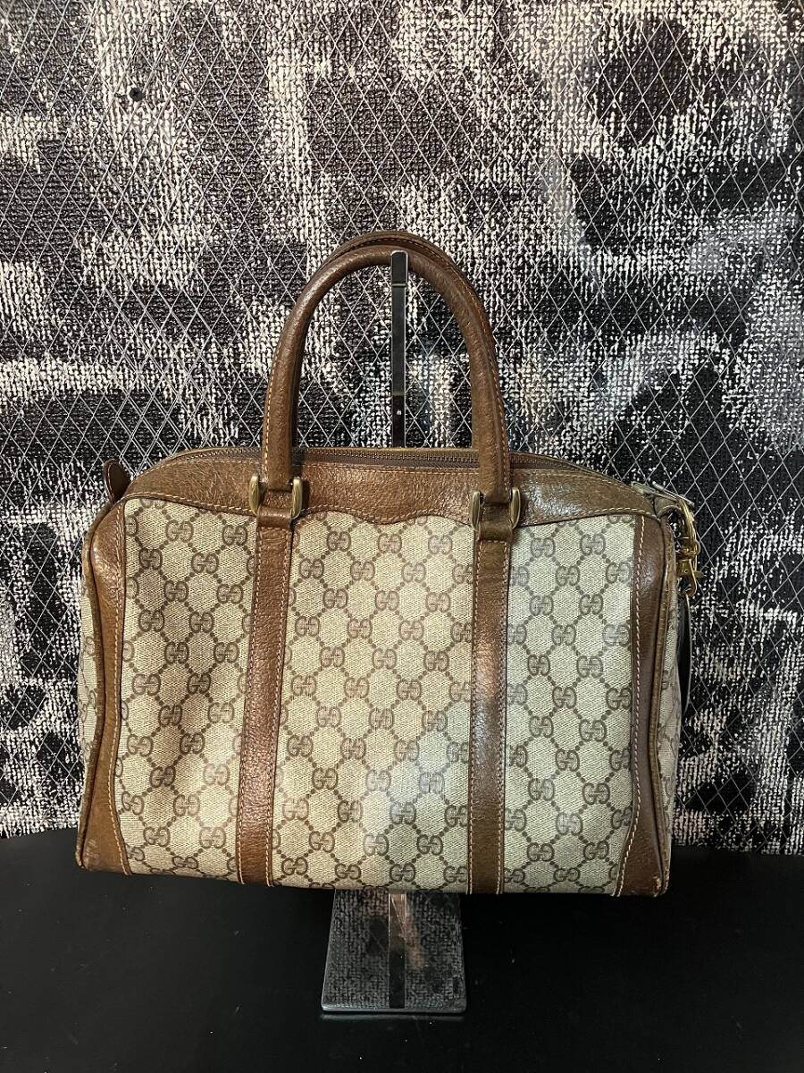 希少☆ヴィンテージ オールド Gucci ボストンバッグ GGパターン
