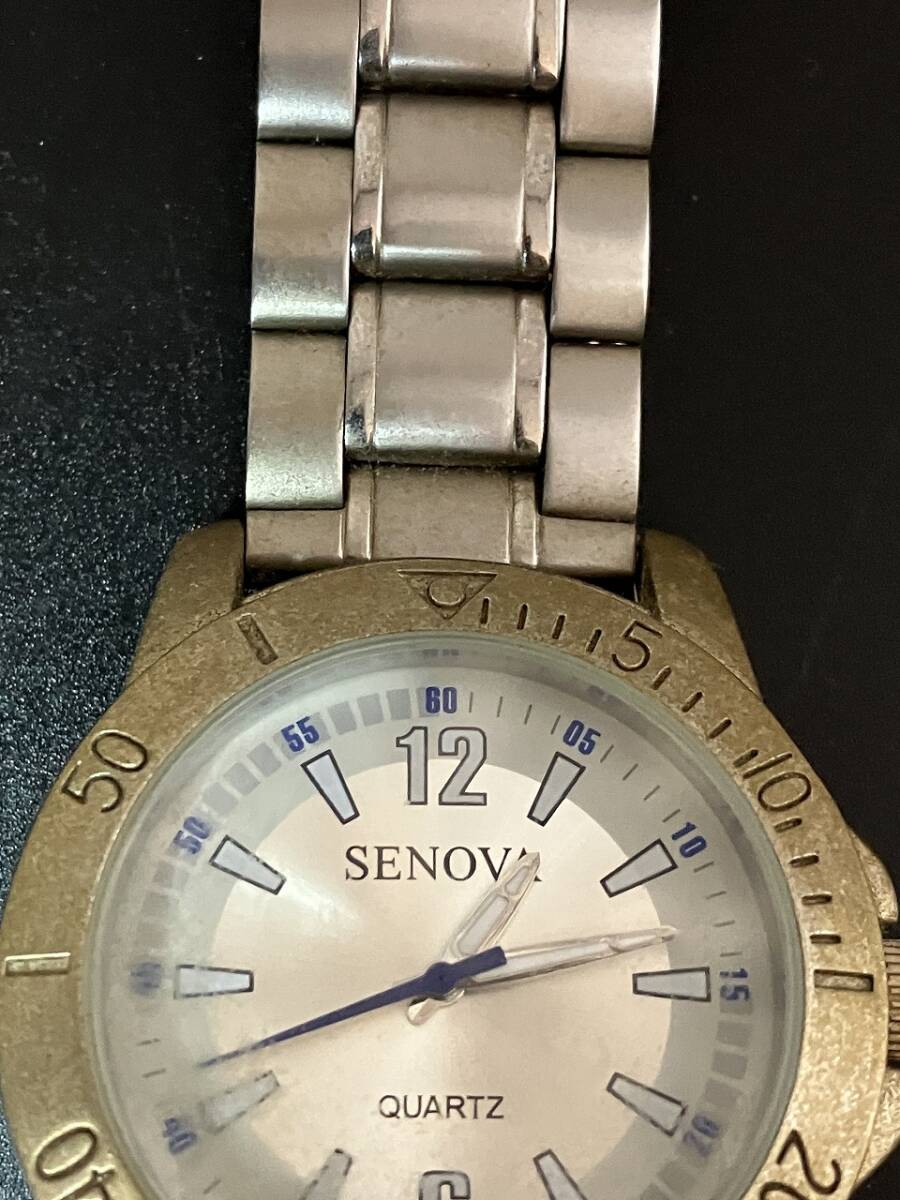 1円 SENOVA メンズ レディース 腕時(shí)計(jì) ウォッチ コレクション 現(xiàn)狀品 保管品 クオーツ 白文字盤 アナログ レトロ ヴィンテージ