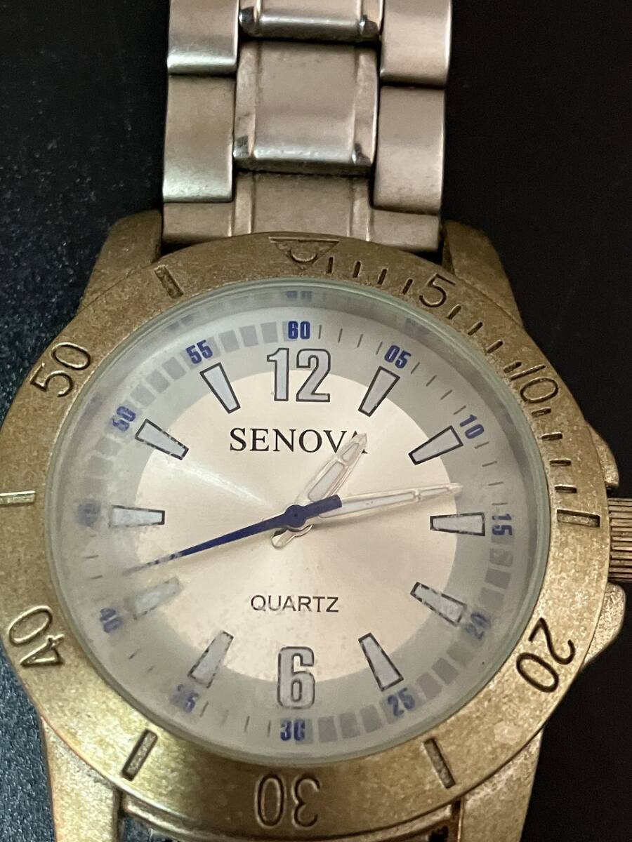 1円 SENOVA メンズ レディース 腕時(shí)計(jì) ウォッチ コレクション 現(xiàn)狀品 保管品 クオーツ 白文字盤 アナログ レトロ ヴィンテージ