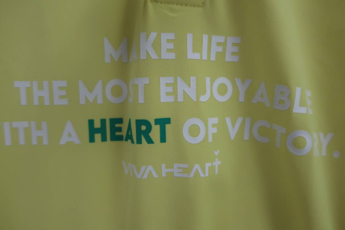 【美品】VIVA HEART(ビバハート) ポロシャツ 黄色 メンズ 50 ゴルフ用品 2506-0172 中古_画像2