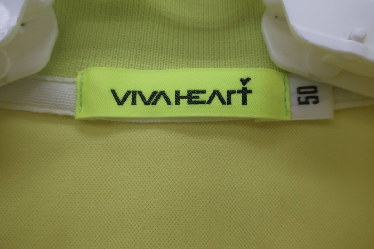 【美品】VIVA HEART(ビバハート) ポロシャツ 黄色 メンズ 50 ゴルフ用品 2506-0172 中古_画像5