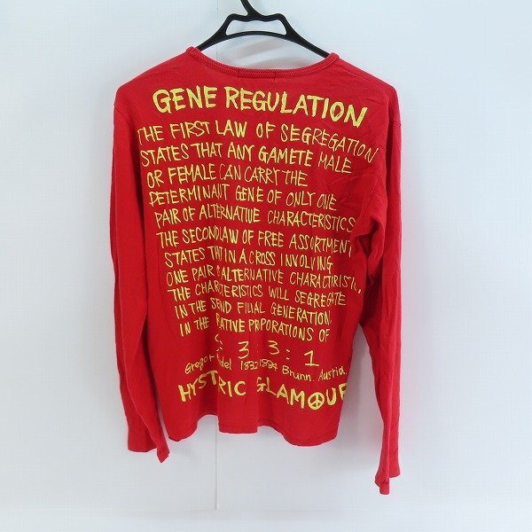 ☆HYSTERIC GLAMOUR/ヒステリックグラマー 初期 バッグ文字プリント ロンT シャツ レッド/F /UPK