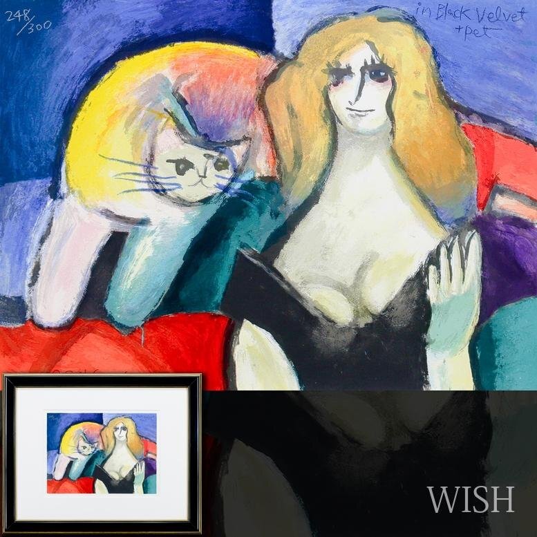 【真作】Michael Leu マイケル・ルー シルクスクリーン 直筆サイン 真作】【WISH】マイケル・ルー Michael Leu「IN BLACKVELVET