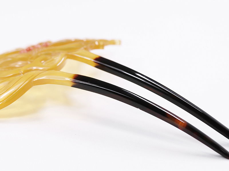本ベッコウ かんざし 簪 鼈甲 3.5mm 四連珊瑚 14.3g AC456_画像10