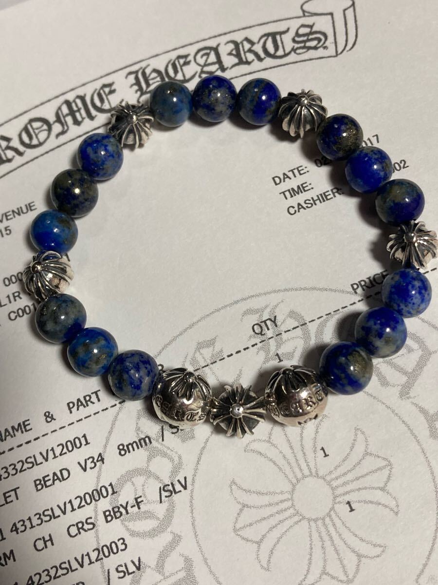 CHROME HEARTS☆數(shù)珠☆ビーズブレスレット☆シルバー925☆ラピスラズリ☆クロムハーツ
