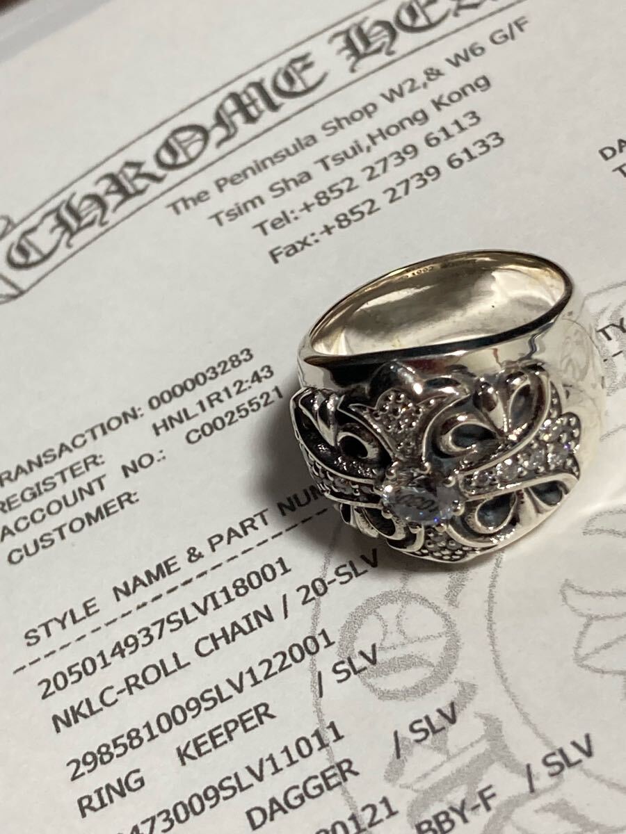 CHROME HEARTS☆キーパー　リング☆シルバー925 パヴェ☆22號☆クロムハーツ