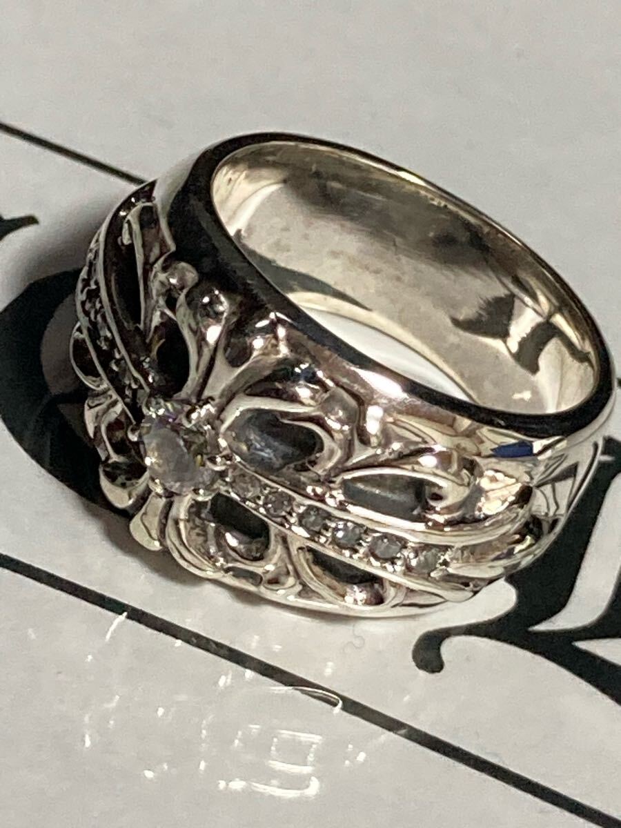CHROME HEARTS☆フローラルクロス　リング☆シルバー925 パヴェ☆18號☆クロムハーツ