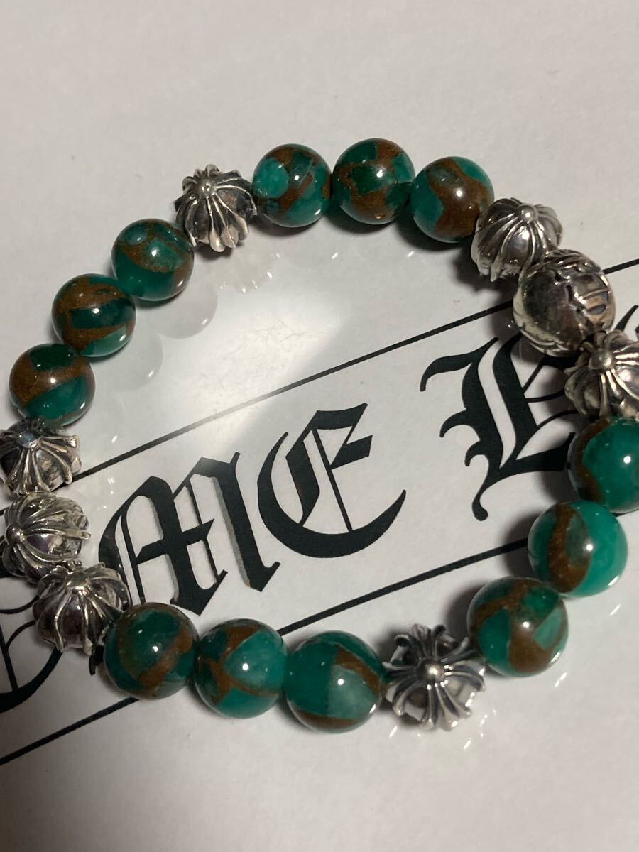 CHROME HEARTS☆數(shù)珠☆ビーズブレスレット☆シルバー925☆グリーンマラカイト☆クロムハーツ