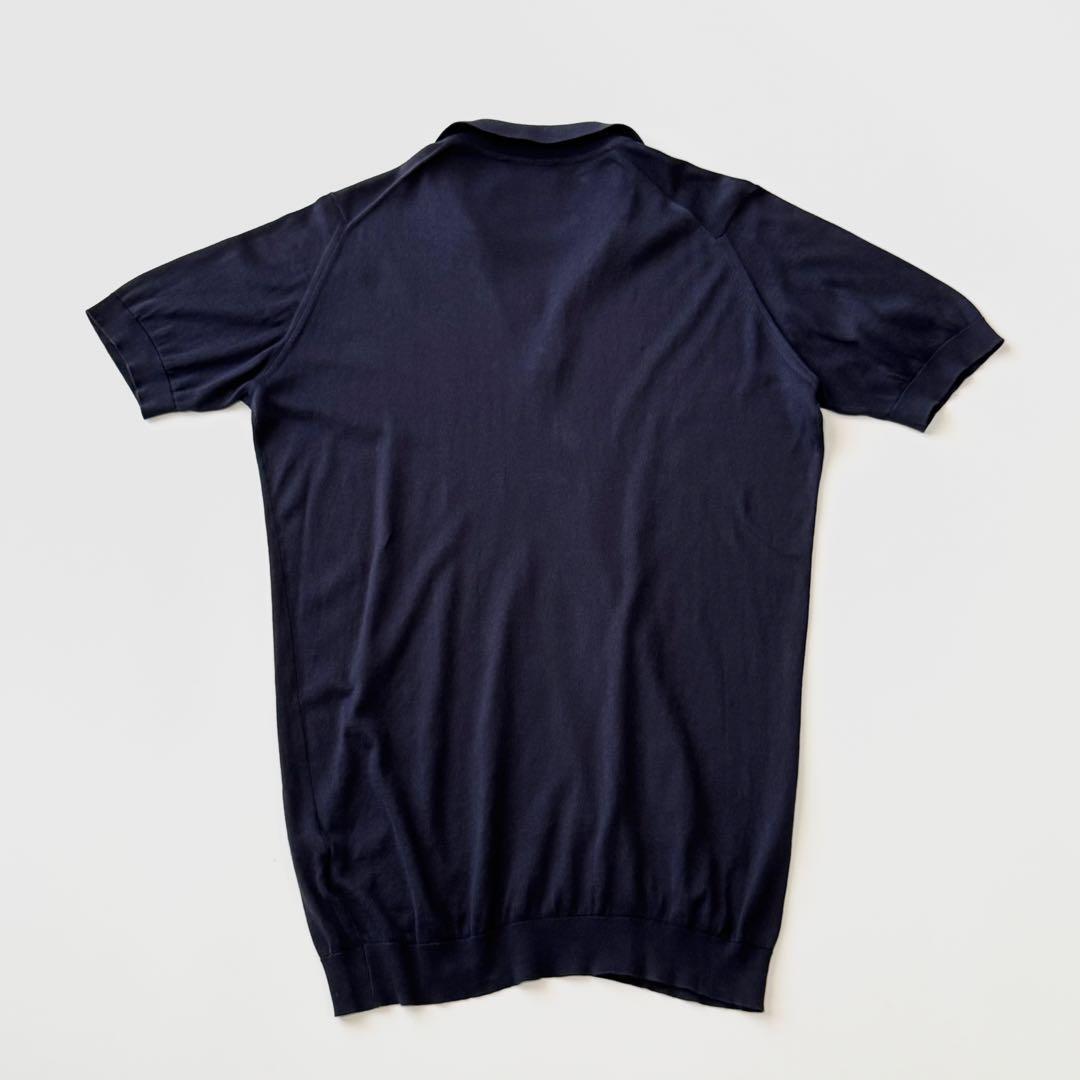 JOHN SMEDLEY ジョンスメドレー シーアイランドコットン スキッパー ポロシャツ S ネイビー 紺 ハイゲージ ニットポロ 半袖 國內(nèi)正規(guī)
