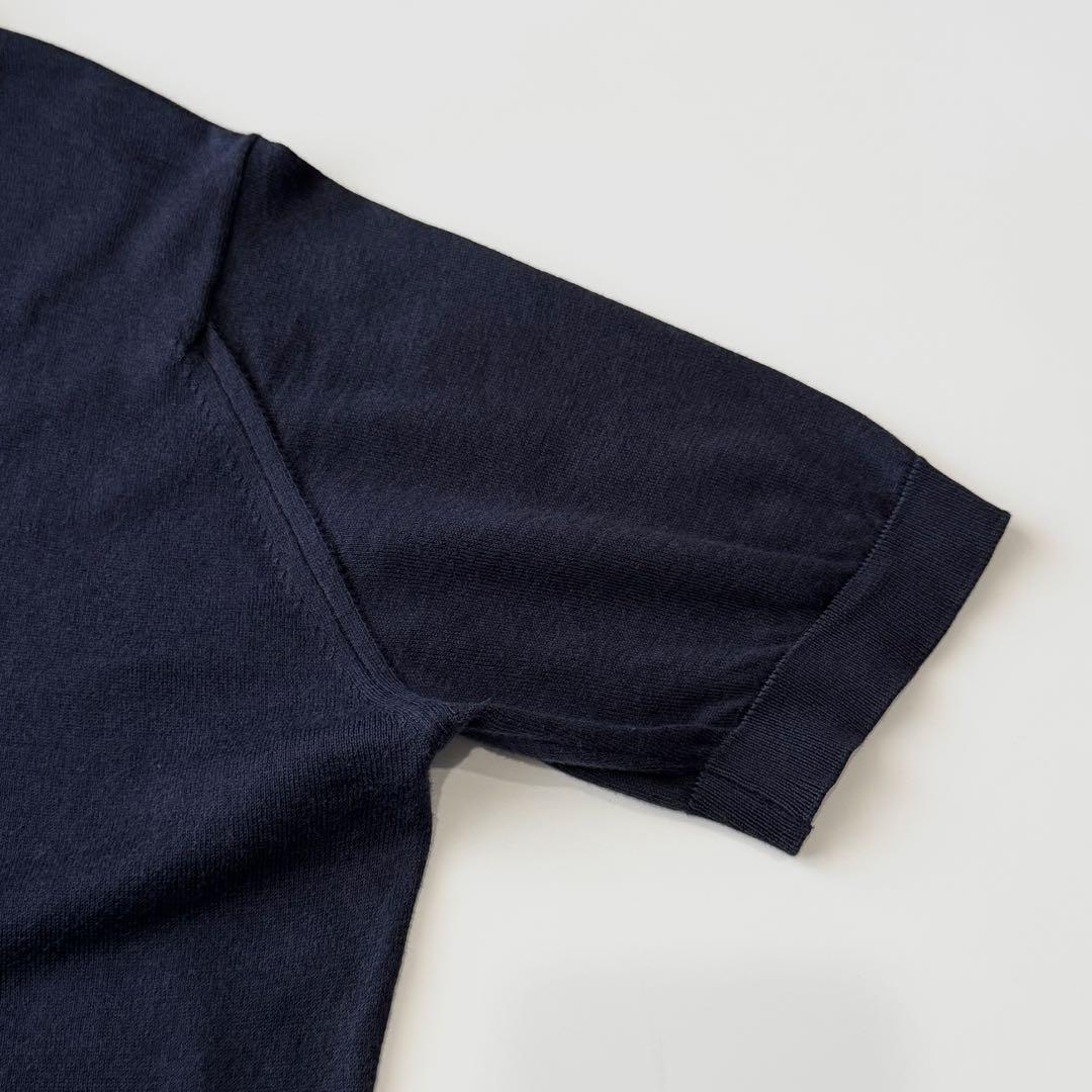 JOHN SMEDLEY ジョンスメドレー シーアイランドコットン スキッパー ポロシャツ S ネイビー 紺 ハイゲージ ニットポロ 半袖 國內(nèi)正規(guī)