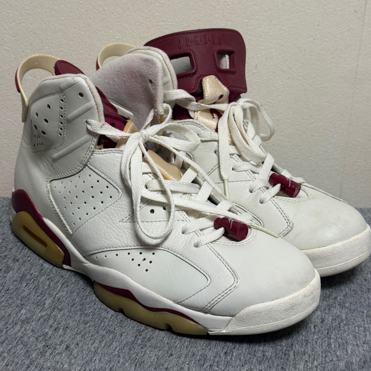 中古 27.5cm NIKE AIR JORDAN 6 retro maroon OG ナイキ エア ジョーダン マルーン 384664-116 carmine infrared_画像2
