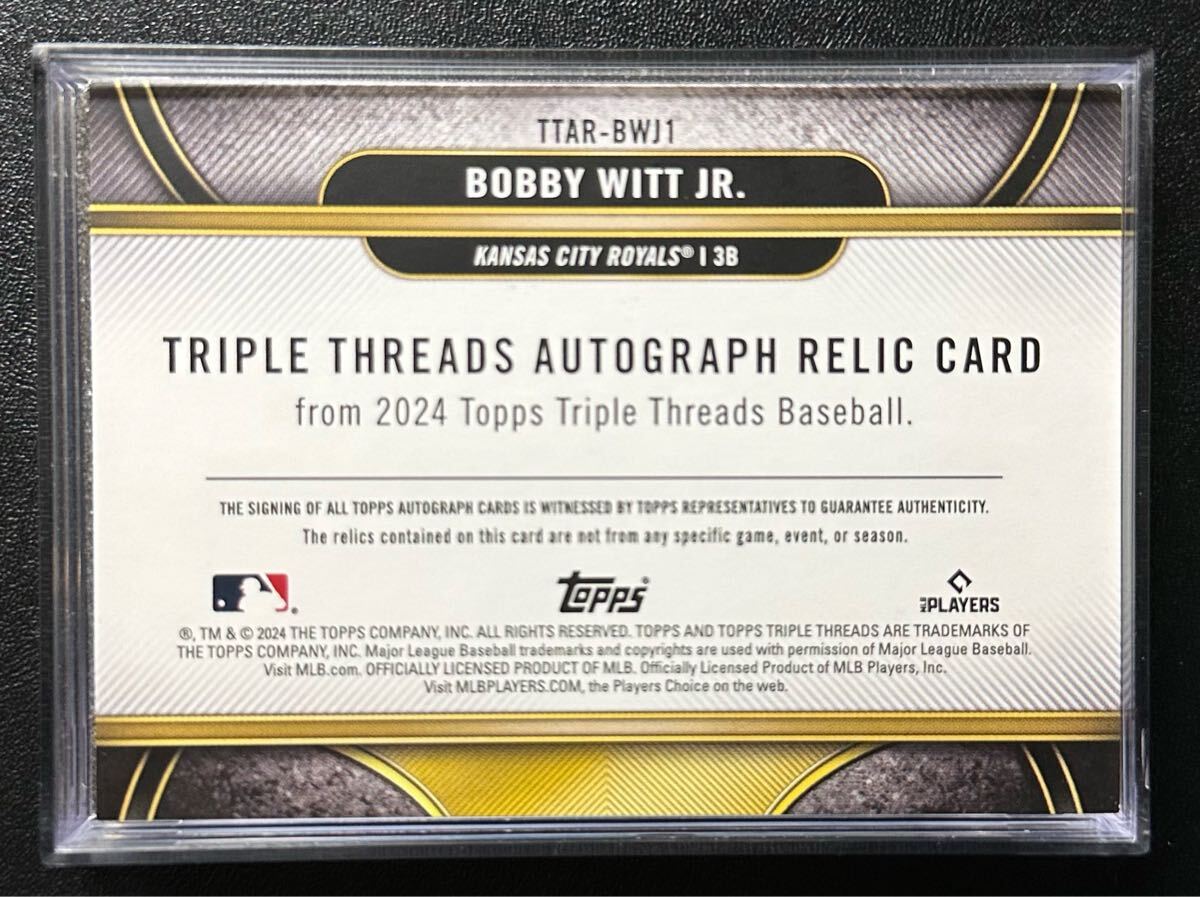 2024 TOPPS TRIPLE THREADS BOBBY WITT JR. ボビー?ウィット Jr 直筆サインカード　実使用ユニフォーム入り　レリックオート