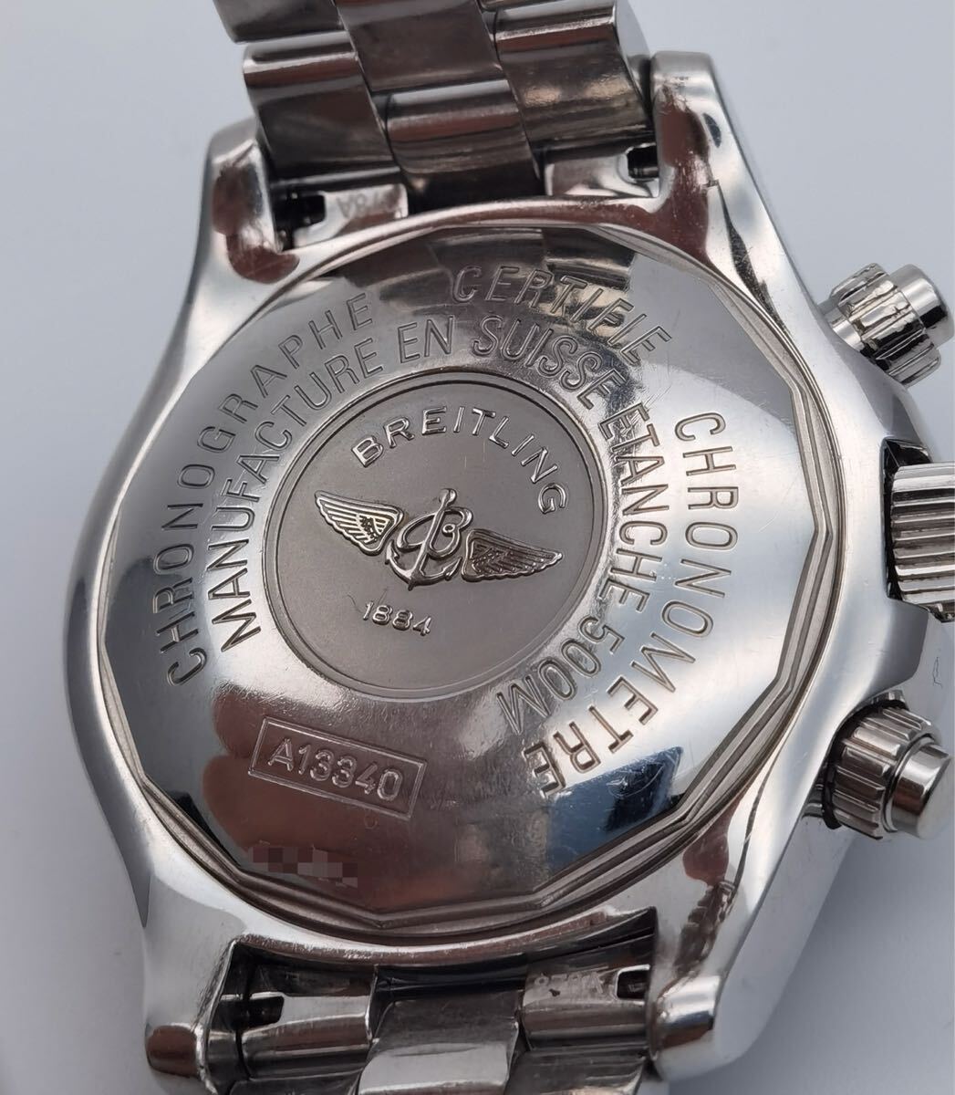 訳あり ブライトリング BREITLING スーパーオーシャン A13340 クロノグラフ デイデイト ブラック文字盤 SS 自動巻き メンズ ボタン固著