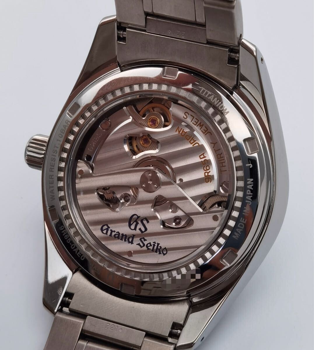 美品 保証書付き セイコー SEIKO グランドセイコー SBGA211 9R65-0AE0 スプリングドライブ ホワイト 雪白 チタン メンズ 自動(dòng)巻き