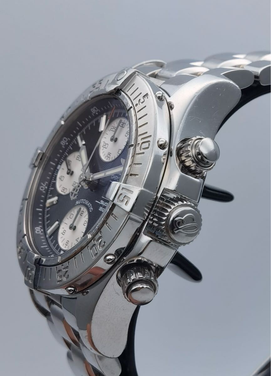 訳あり ブライトリング BREITLING スーパーオーシャン A13340 クロノグラフ デイデイト ブラック文字盤 SS 自動巻き メンズ ボタン固著
