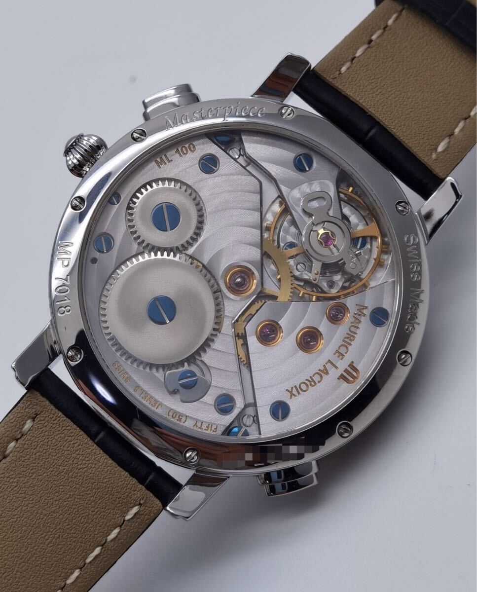 美品 保証書あり モーリスラクロア MAURICE LACROIX マスターピース ダブルレトログラード MP7018 パワーリザーブ GMT SS 手巻き メンズ