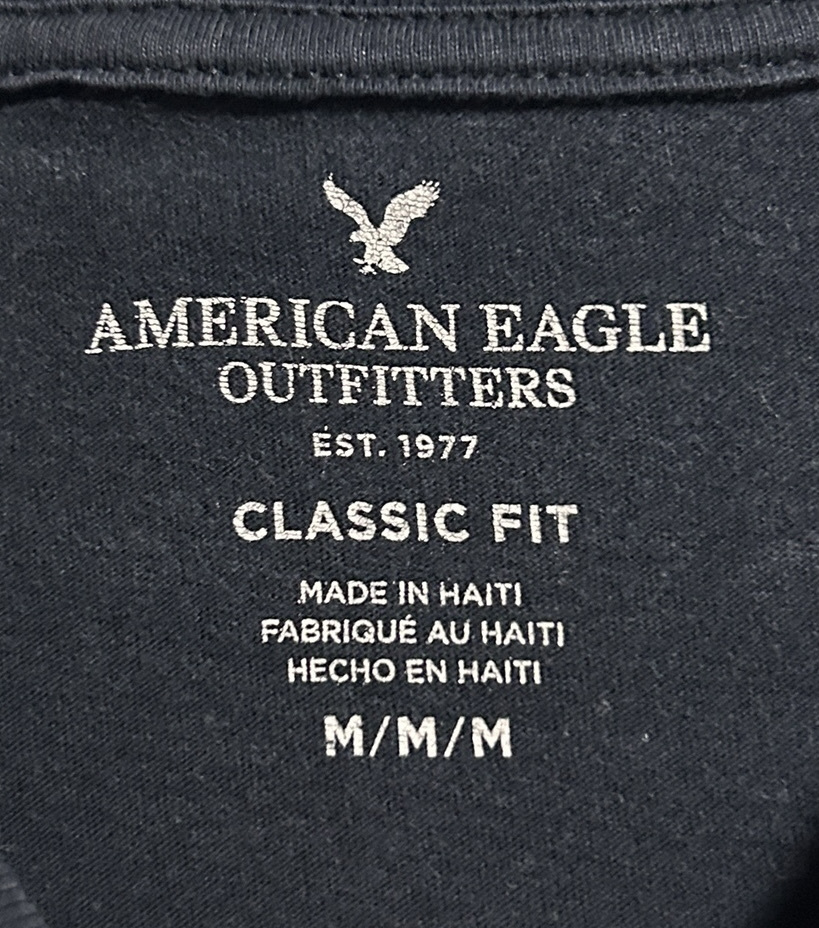 ▽American Eagle アメリカンイーグル ニューヨーク 半袖Tシャツ M 黒 ブラック NEW YORK 自由の女神
