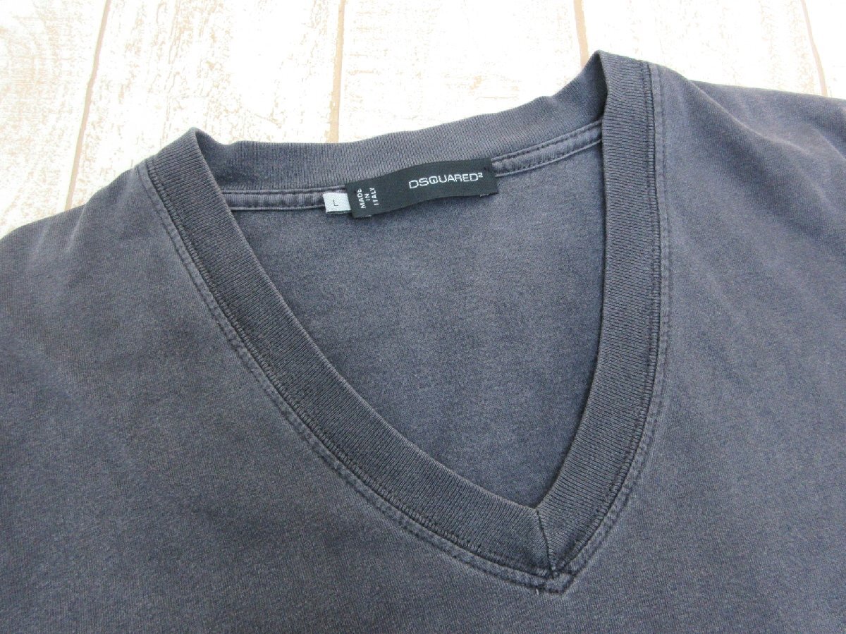 DSQUARED2/ディースクエアード：VネックTシャツ ロゴ サイズL メンズ/中古/USED